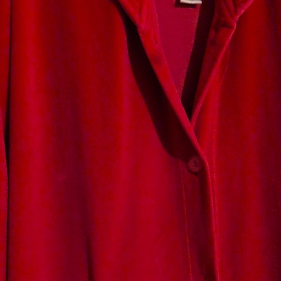 Anne Klein Red Plush Robe with Wrap Closure - Picture 6 of 6